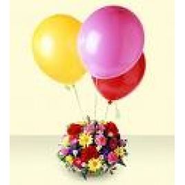 20 Mix Flowers With 3 Balloons